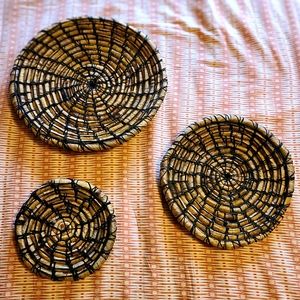 Brand New Boho Rattan Wall Art | Set of 3 Discs